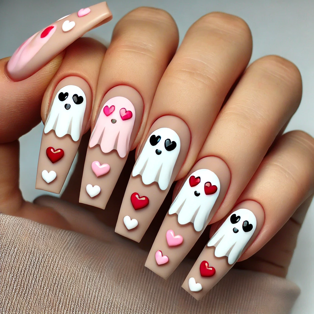 Heart-Eyed Ghost nail 