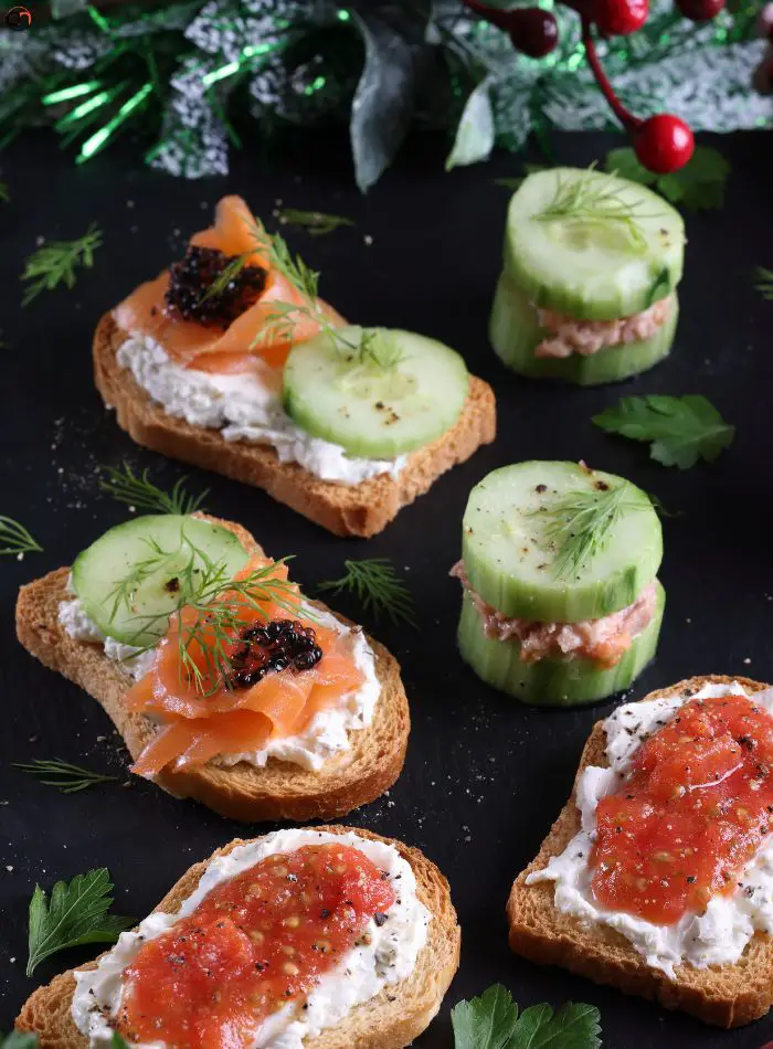 Cucumber and Salmon Canapés
