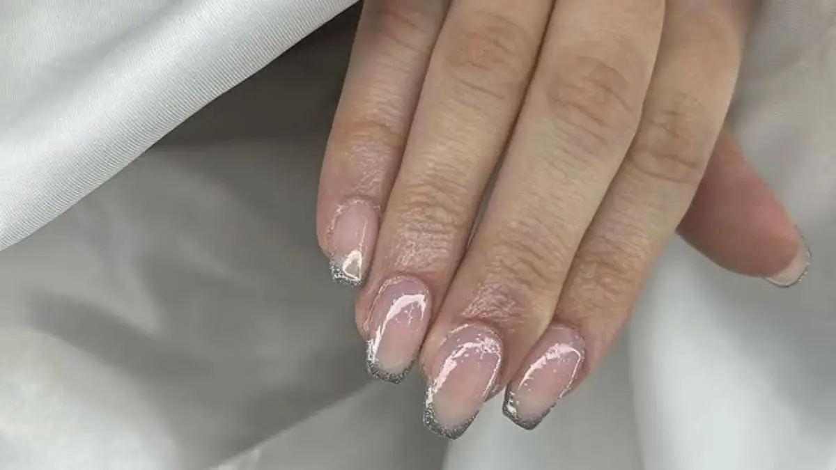 French Tip With Glitter