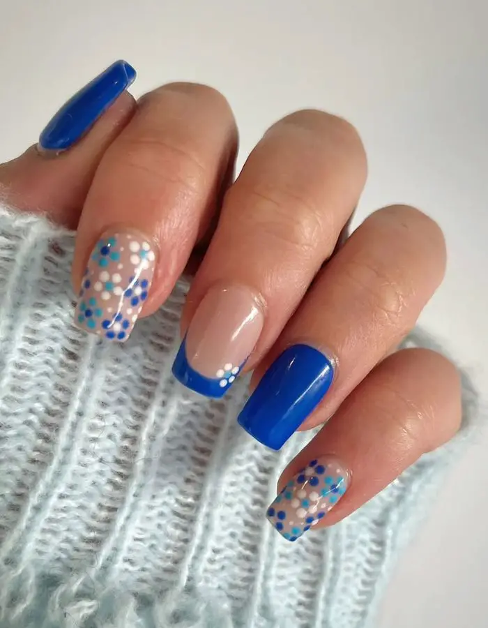 Blue Floral Nails