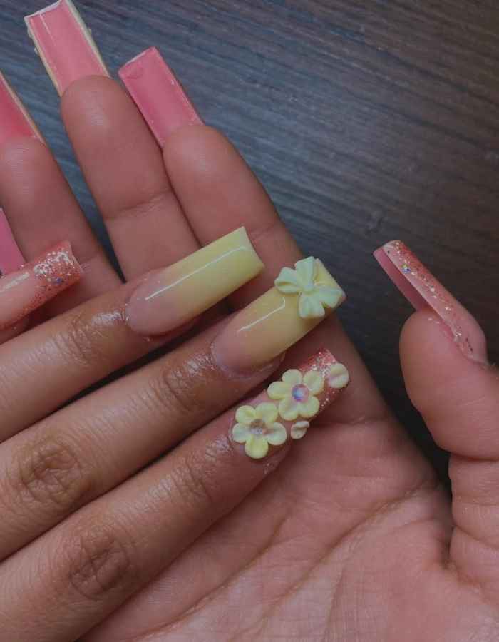 Spring nails with Pink Bottom 