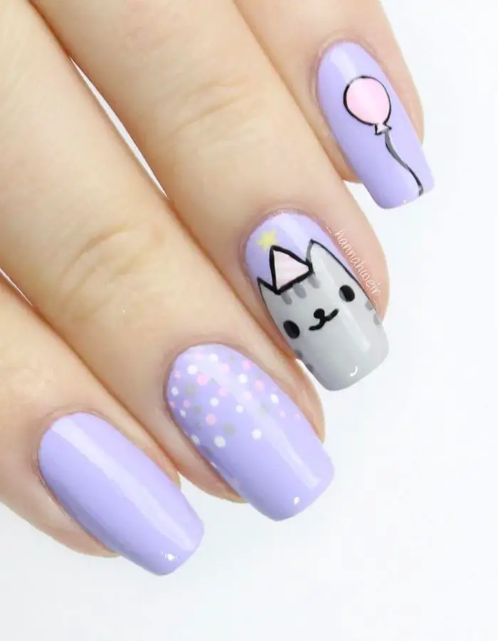 pusheen nails