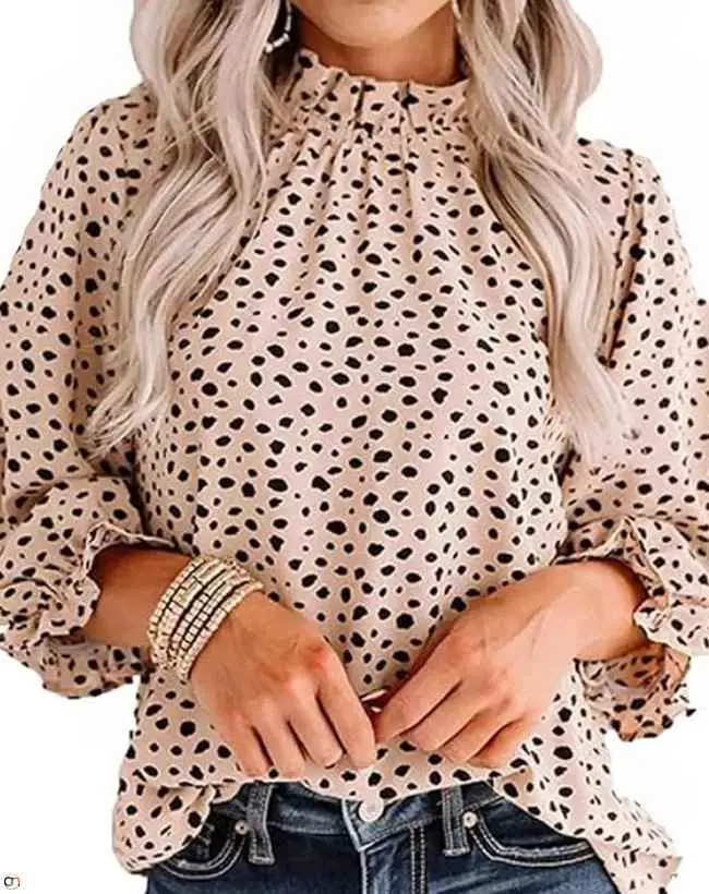 Avanova Women Polka Dot Long Sleeve Blouse