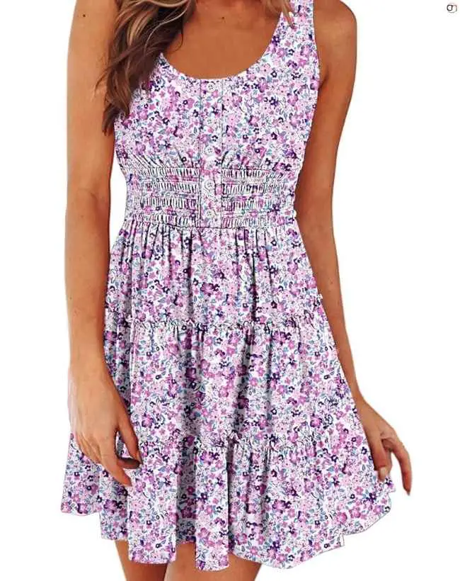 Womens Summer Dresses Sleeveless Button Down