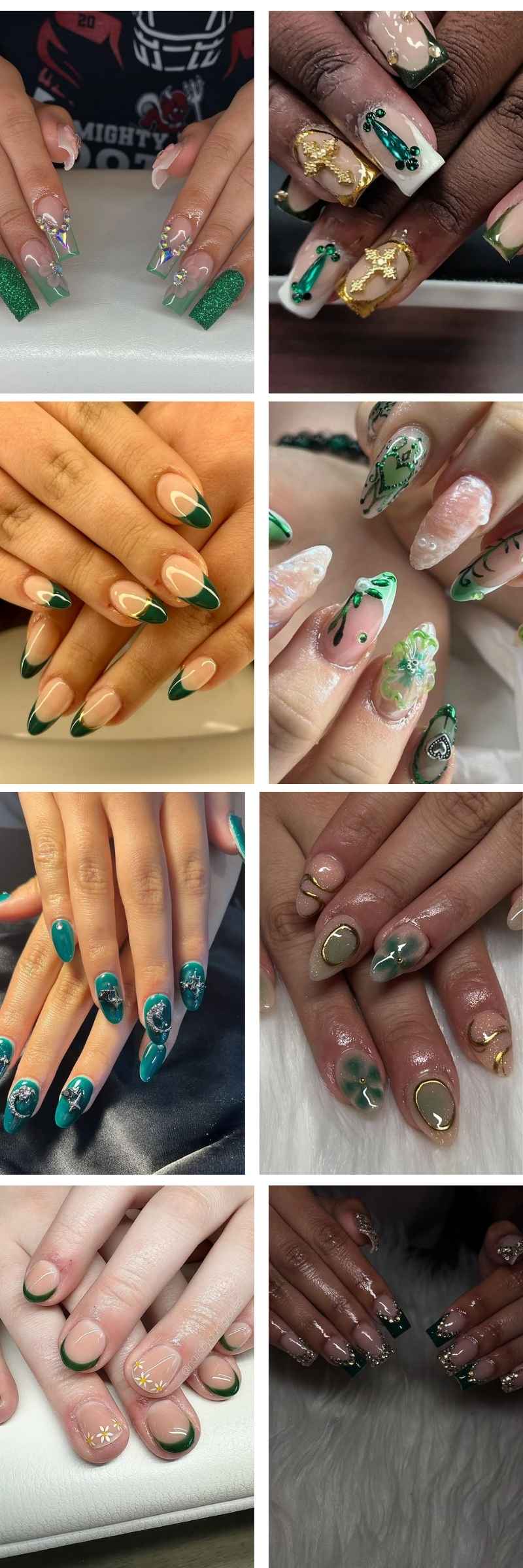 green prom nails