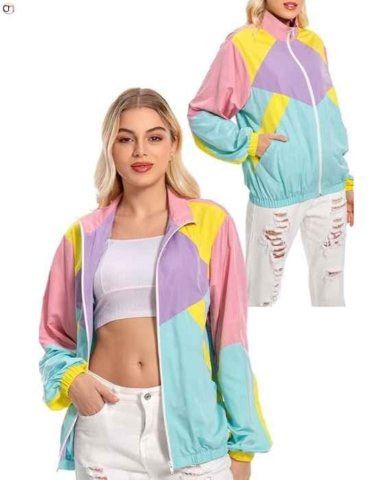 80s Color Block Jacket for Women