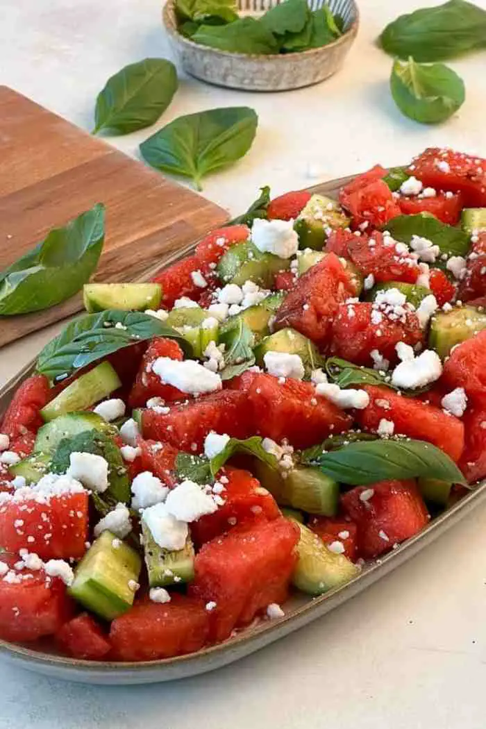 Classic Watermelon Cucumber Feta Salad