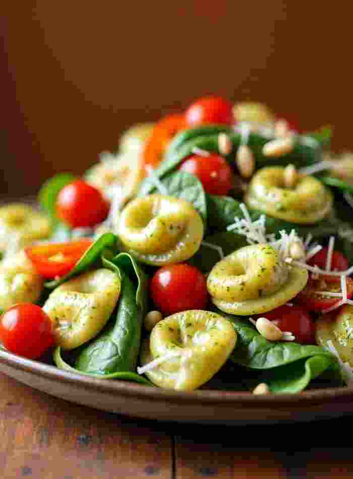 Creamy Pesto Tortellini Salad