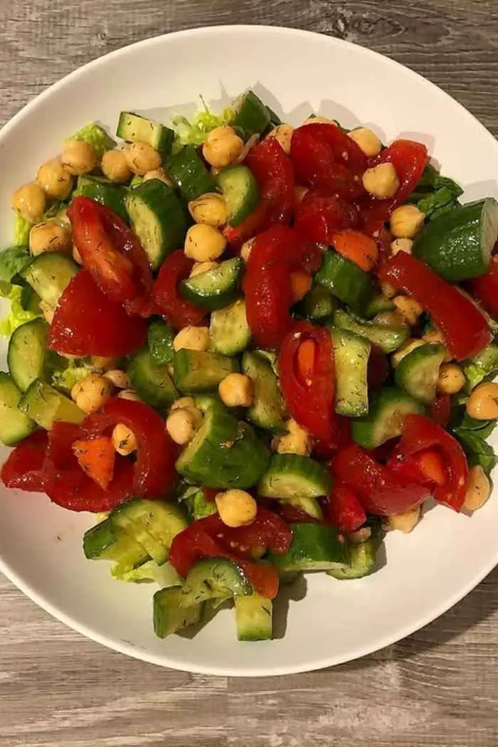 Cucumber Tomato Chickpea Salad