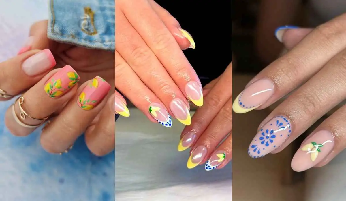 Lemon And Blue Nails