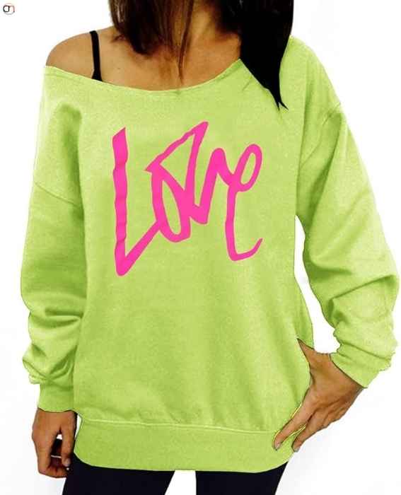 Smile Fish Women's Sexy Off The Shoulder 80s Outfit Sweatshirt 