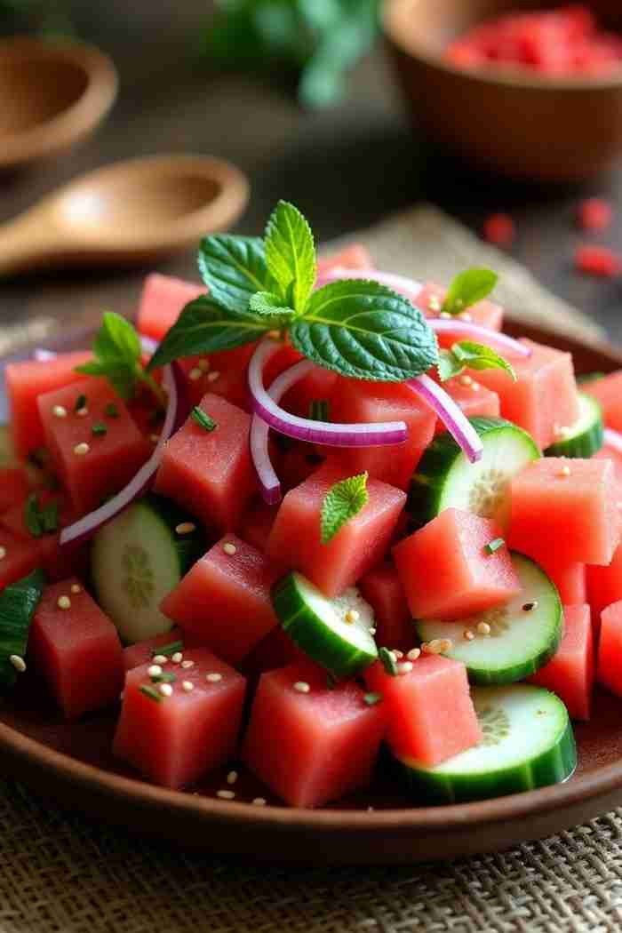Spicy Thai-Style Watermelon Cucumber Salad