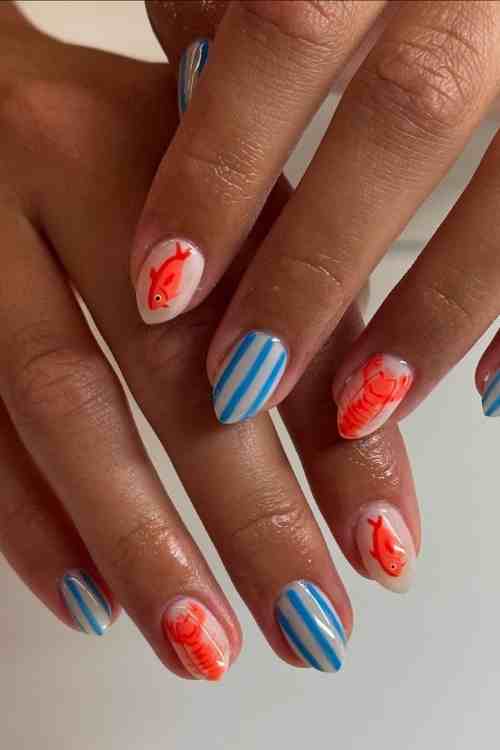 Summer stripe nails 